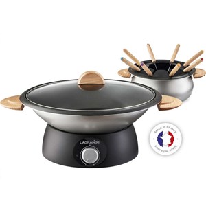 Set wok et fondue électrique 900w 8 fourchettes