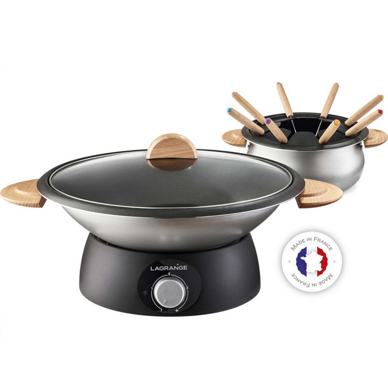 Set wok et fondue électrique 900w 8 fourchettes
