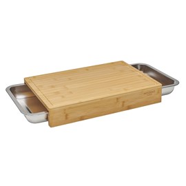 Planche à découper bambou 41x28,5cm + 2 tiroirs inox