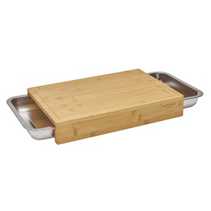 Planche à découper bambou 41x28,5cm + 2 tiroirs inox