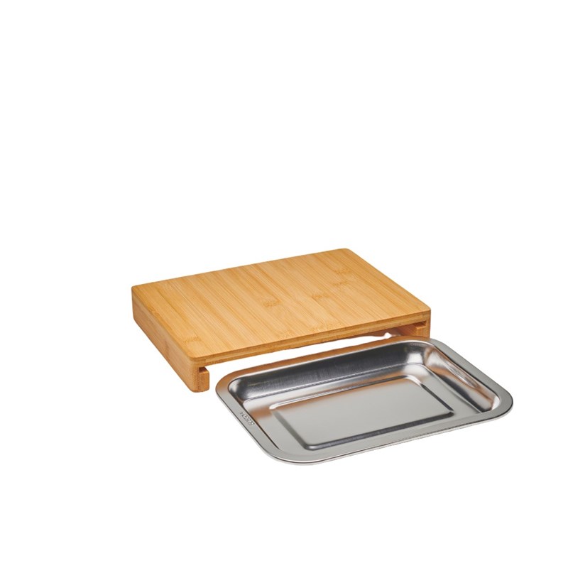 Planche à découper bambou 28,5x21cm + tiroir inox