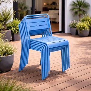 Bergame lot de 6 chaises de jardin empilables bleues