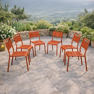 Bergame lot de 6 chaises de jardin empilables terracotta