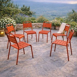 Bergame lot de 6 chaises de jardin empilables terracotta