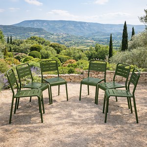 Bergame lot de 6 chaises de jardin empilables vertes