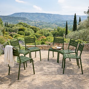 Bergame lot de 6 chaises de jardin empilables vertes