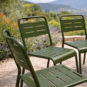 Bergame lot de 6 chaises de jardin empilables vertes