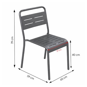 Bergame lot de 4 chaises de jardin empilables gris foncé