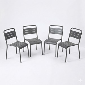 Bergame lot de 4 chaises de jardin empilables gris foncé