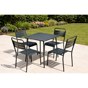 Bergame lot de 4 chaises de jardin empilables gris foncé