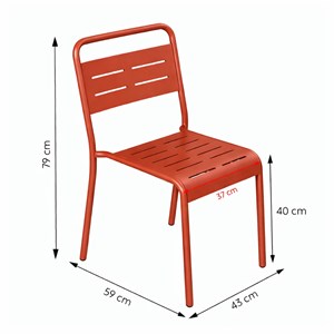 Bergame ensemble de 4 chaises de jardin empilables terracotta