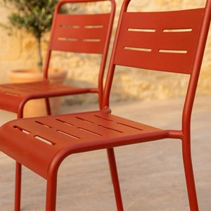 Bergame ensemble de 4 chaises de jardin empilables terracotta