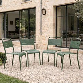 Bergame ensemble de 4 chaises de jardin empilables vertes