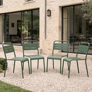 Bergame ensemble de 4 chaises de jardin empilables vertes