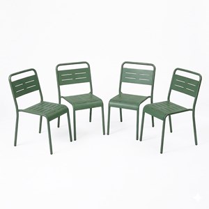 Bergame ensemble de 4 chaises de jardin empilables vertes