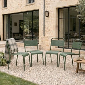 Bergame ensemble de 4 chaises de jardin empilables vertes