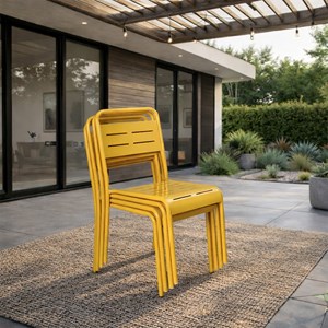 Bergame ensemble de 4 chaises de jardin empilables jaunes