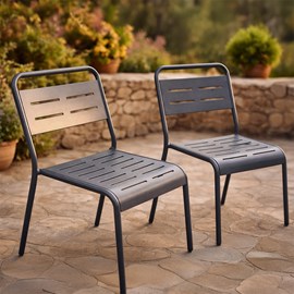 Bergame lot de 2 chaises de jardin empilables gris foncé