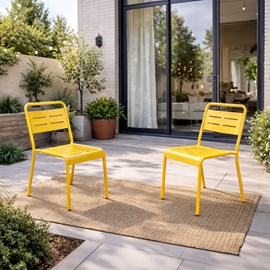 Bergame lot de 2 chaises de jardin empilables jaunes