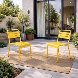Bergame lot de 2 chaises de jardin empilables jaunes