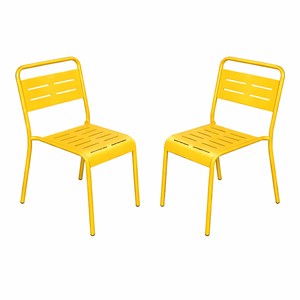 Bergame lot de 2 chaises de jardin empilables jaunes