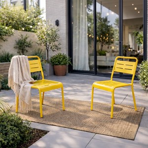 Bergame lot de 2 chaises de jardin empilables jaunes