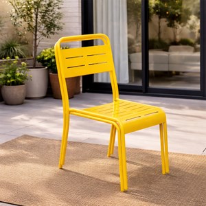 Bergame lot de 2 chaises de jardin empilables jaunes