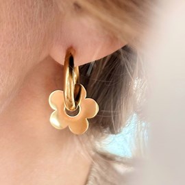 Boucles oreilles créoles dorées en acier inoxydable mina
