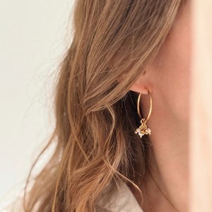Boucles d'oreilles créoles dorées en acier inoxydable et pierres ôde