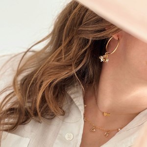 Boucles d'oreilles créoles dorées en acier inoxydable et pierres ôde
