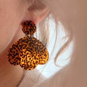 Boucles d'oreilles en résine et acier inoxydable gigi terrazzo Noir