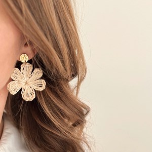 Boucles d'oreilles en acier inoxydable et pendentif en rotin sarah