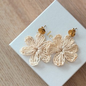 Boucles d'oreilles en acier inoxydable et pendentif en rotin sarah