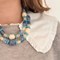 Collier en acier inoxydable doré et résine aimée bleu Bleu