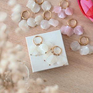 Boucles d'oreilles créoles en acier inoxydable doré edwige blanches Blanc