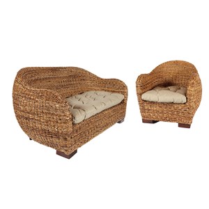 Fauteuil azur en rotin abaca