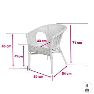 Lot de 2 fauteuils chris blanc en osier