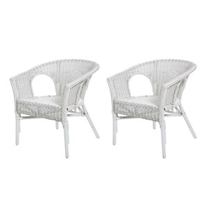 Lot de 2 fauteuils chris blanc en osier