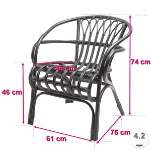 Fauteuil barbade noir - bambou