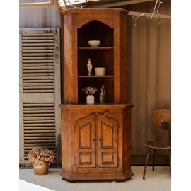 Haut buffet d'angle en bois n°1480