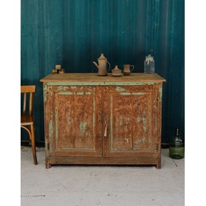 Buffet en bois patiné vert d'eau n°1484