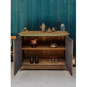 Buffet en bois patiné vert d'eau n°1484