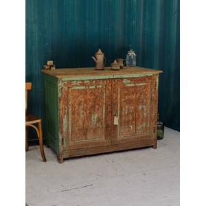 Buffet en bois patiné vert d'eau n°1484