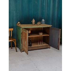Buffet en bois patiné vert d'eau n°1484