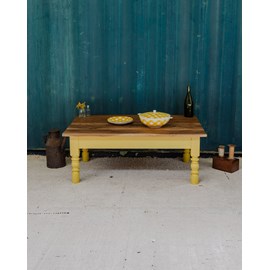 Table basse en noyer et jaune n°891