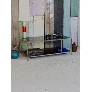 Table basse en verre fumé et chromée n°936