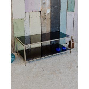 Table basse en verre fumé et chromée n°936