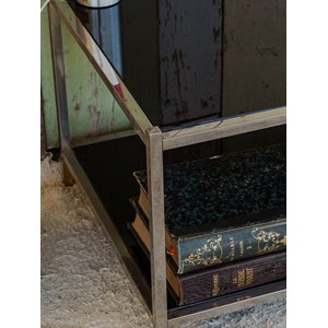 Table basse en verre fumé et chromée n°936