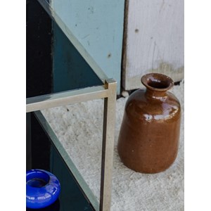 Table basse en verre fumé et chromée n°936