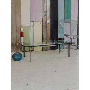 Table basse en verre et pied chromé n°934
